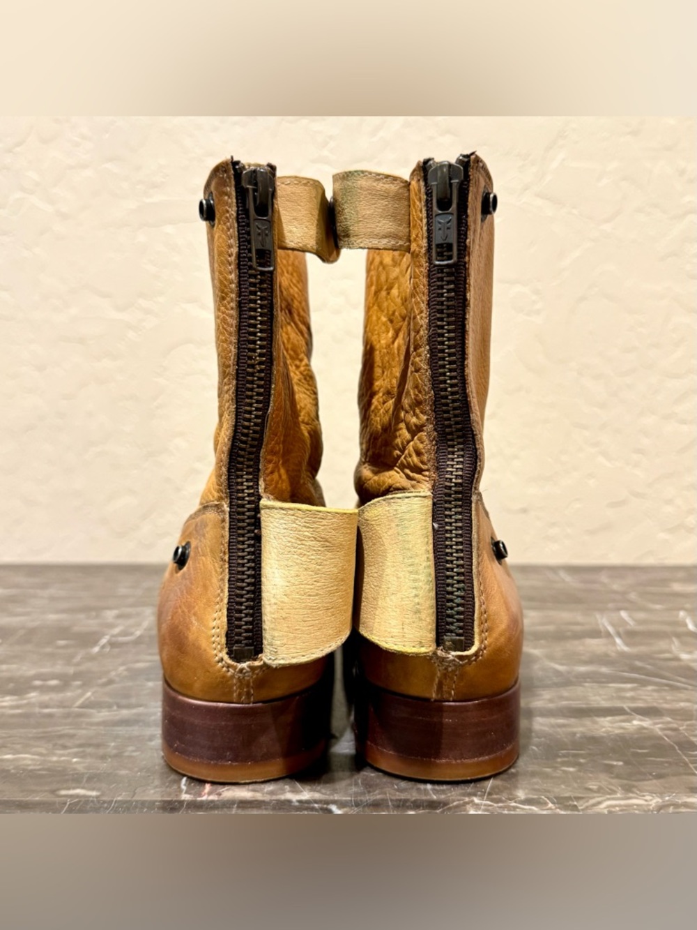 Frye Back Zip Leather Short Riding Boots - Picture 10 of 14